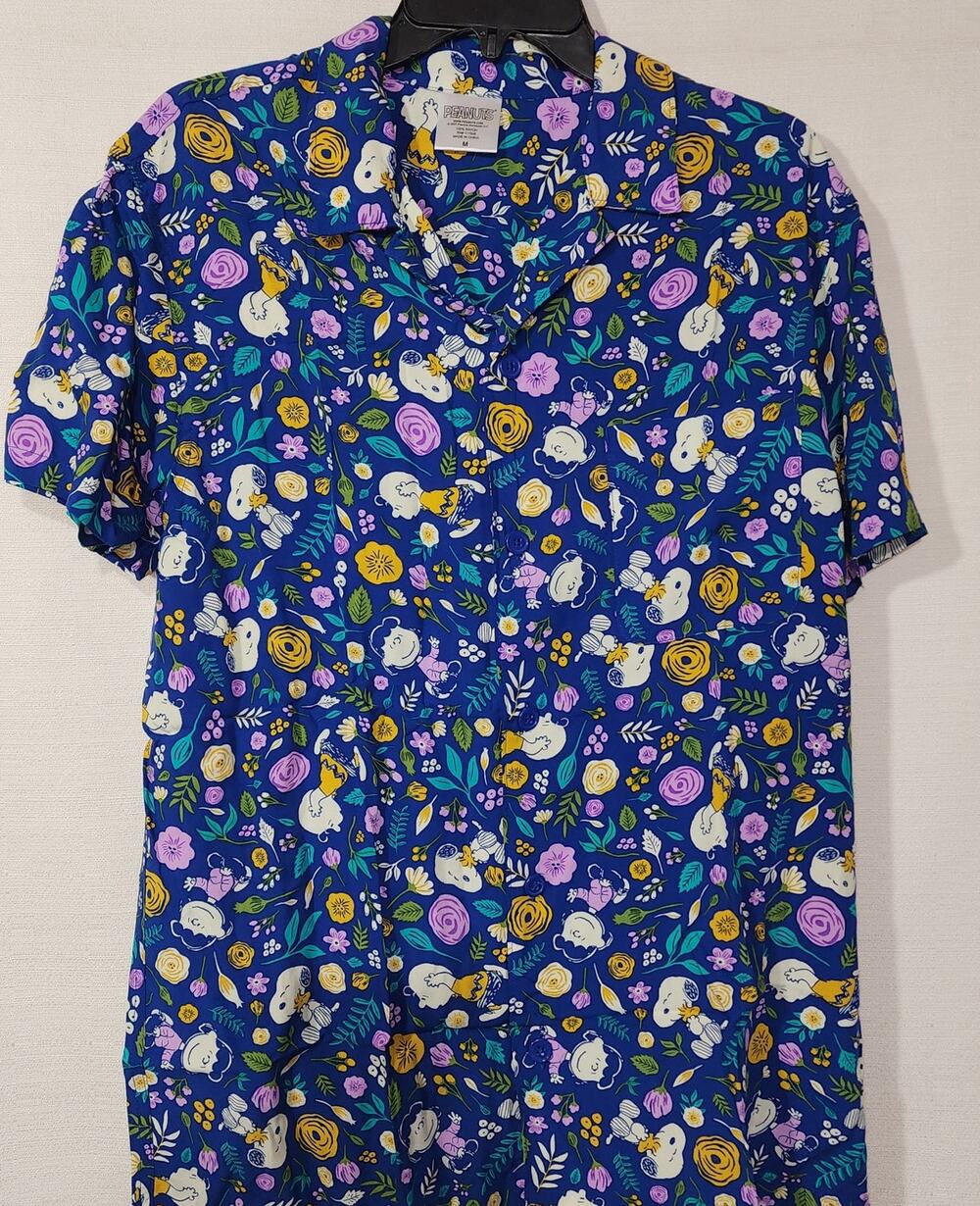 Snoopy and Charlie Brown Hawaiian Shirt Men's Size medium